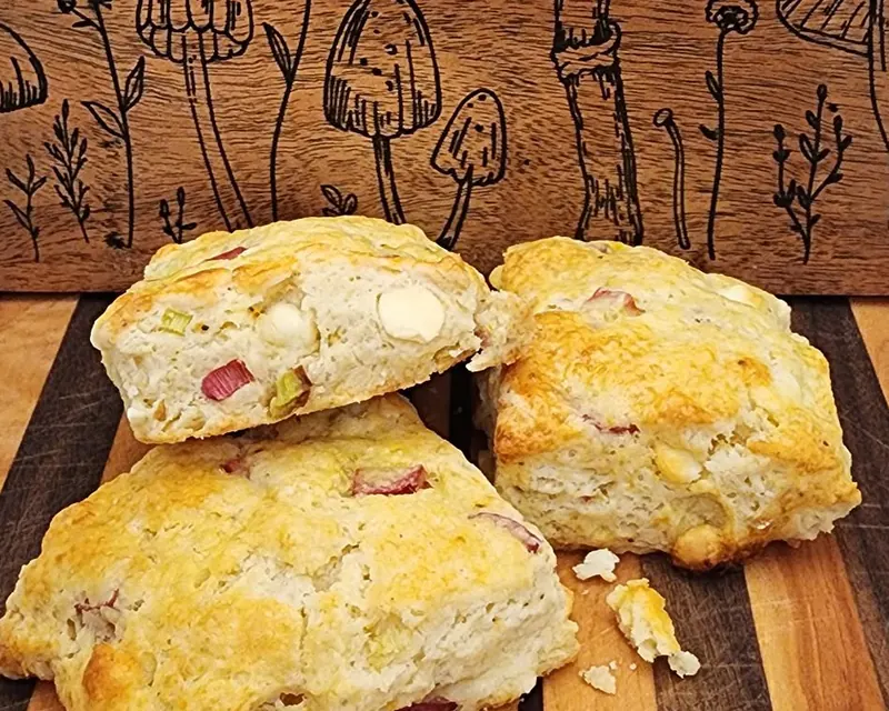 Rhubarb White Chocolate Scones — Feasts & Fare